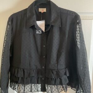Black Ruffled Women's Top size X-Large